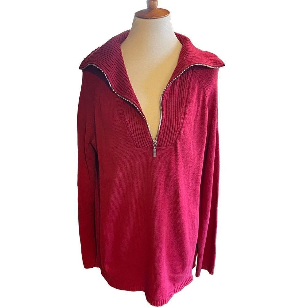 Eddie Bauer Red Half Zip Long Sleeve Sweater XL - Picture 11 of 11